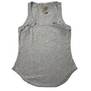 Chaser Grey Heathered Ruffle Trim Tank Top Sleeveless Scoop Neck XS